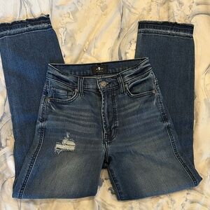 7 For All Mankind High Waist Cropped Straight Jean